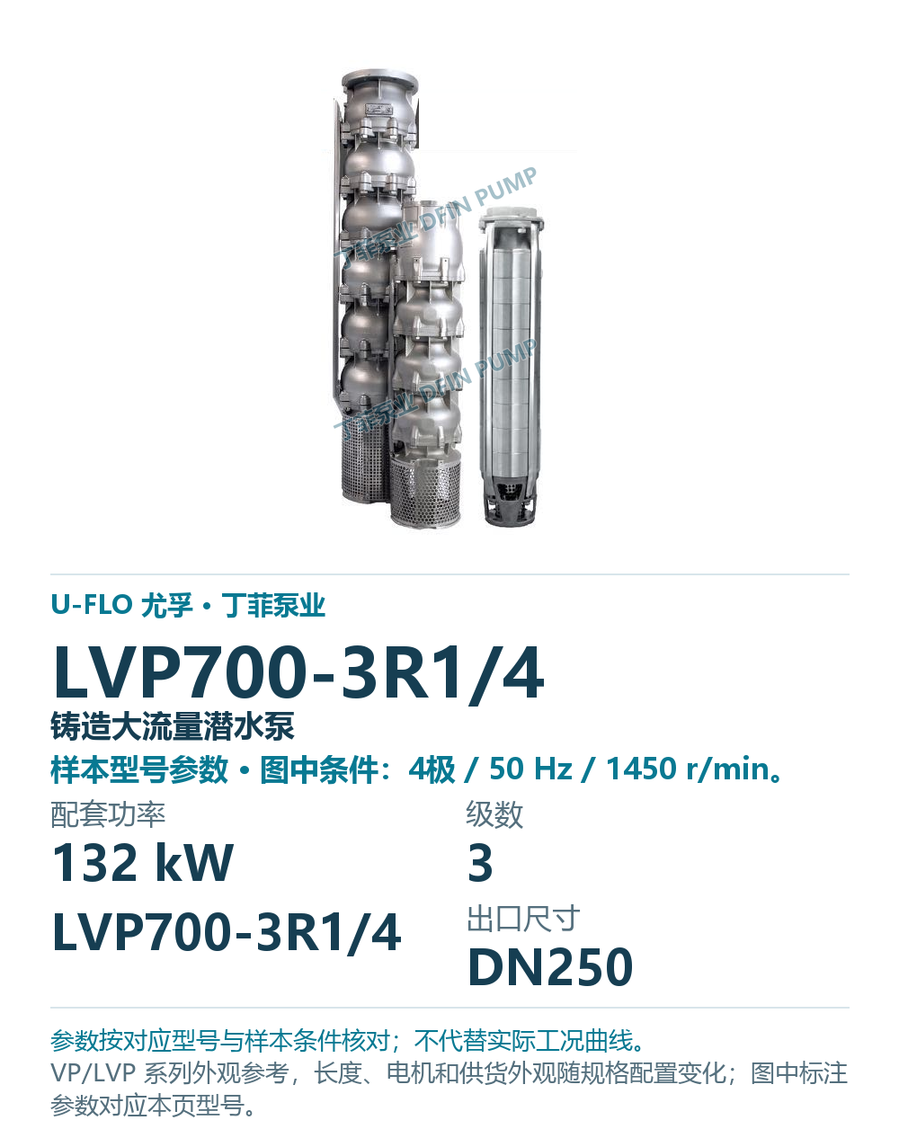 U-FLO 尤孚 LVP700-3R1/4 铸造大流量潜水泵,图册系列外观参考
