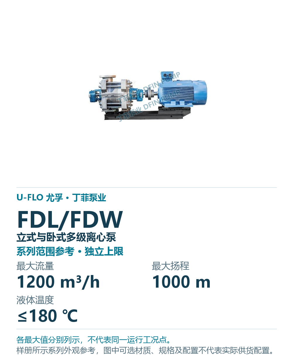 U-FLO FDW & FDL 卧式与立式多级离心泵,样本系列外观参考
