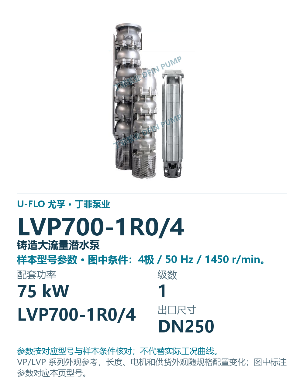 U-FLO 尤孚 LVP700-1R0/4 铸造大流量潜水泵,图册系列外观参考