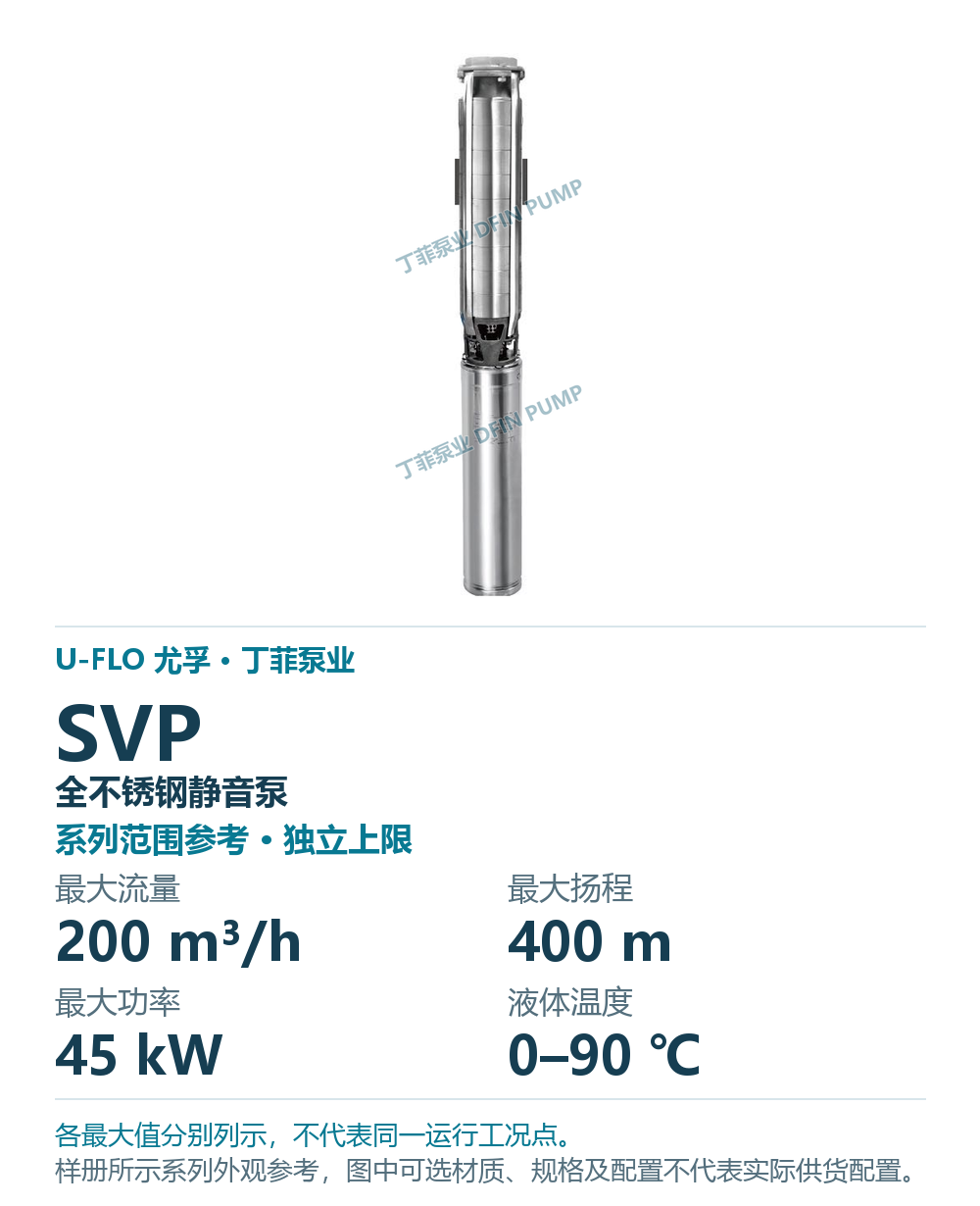 U-FLO SVP 全不锈钢静音泵,样本系列外观参考