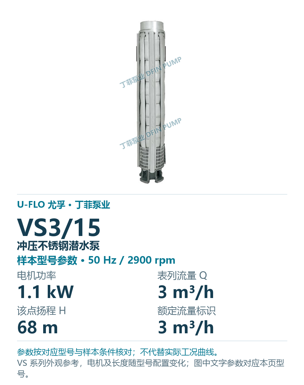 U-FLO 尤孚 VS3/15 冲压不锈钢潜水泵,图册系列外观参考