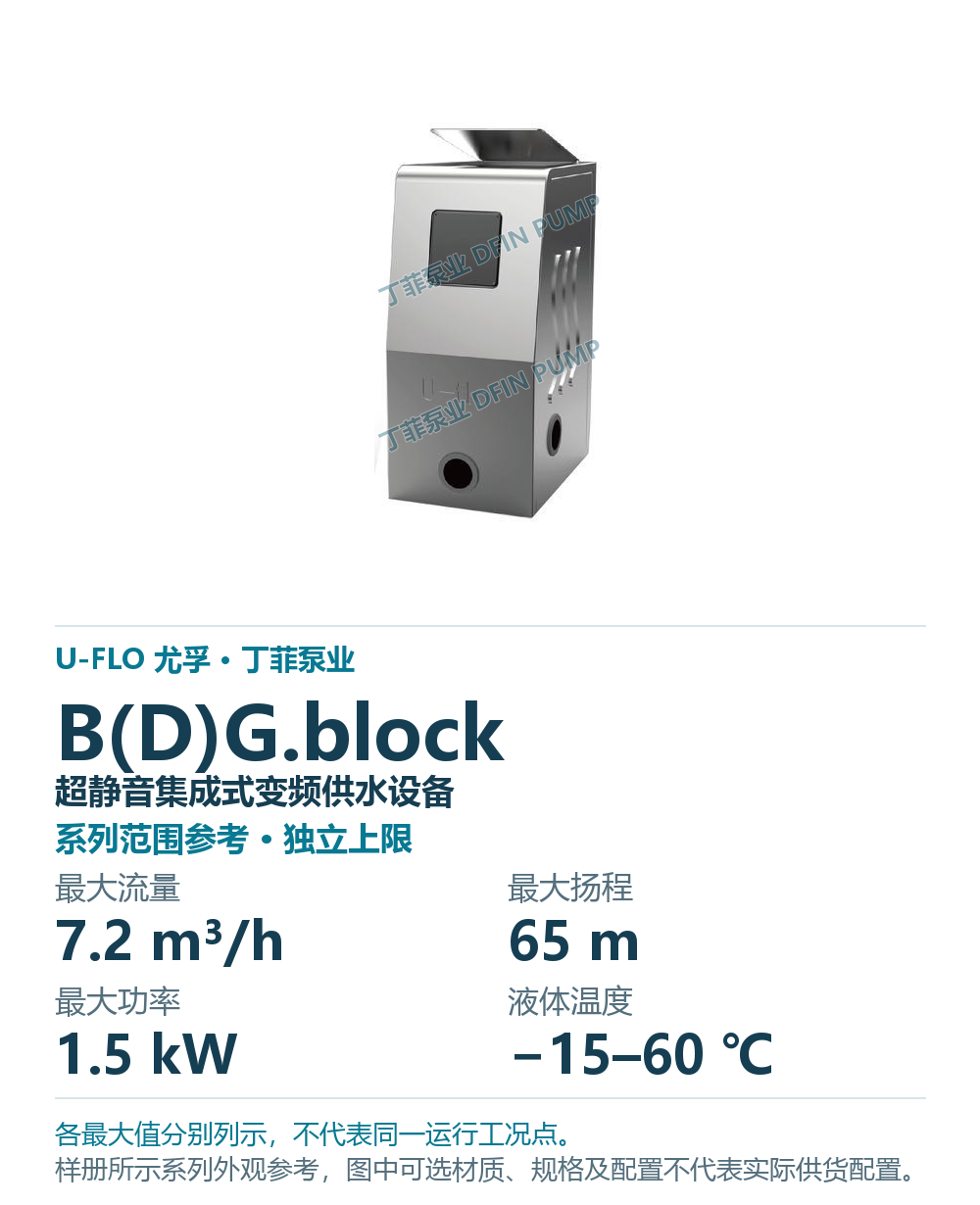 U-FLO B(D)G.block 超静音集成式变频供水设备,样本系列外观参考