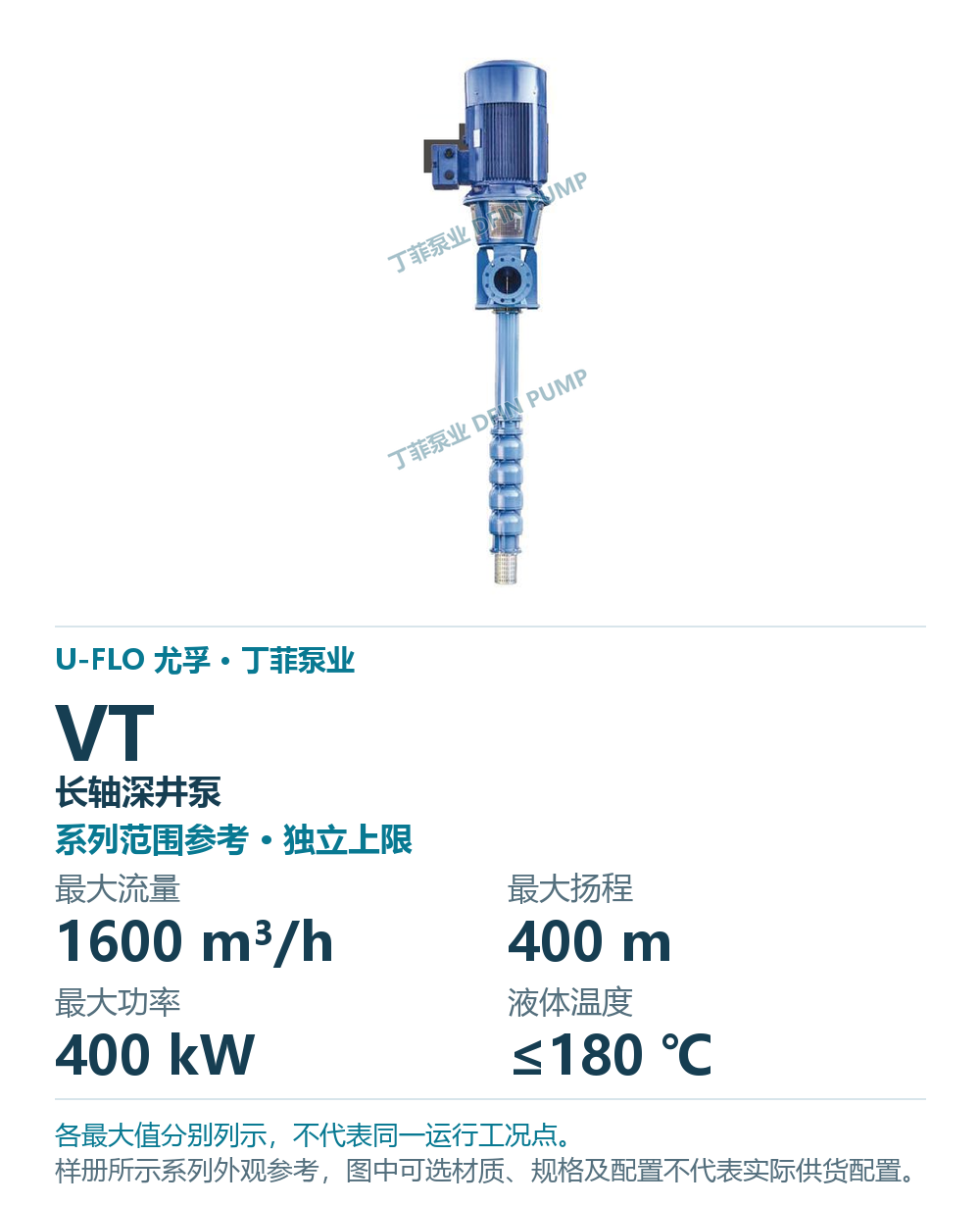U-FLO VT 长轴立式涡轮泵,样本系列外观参考