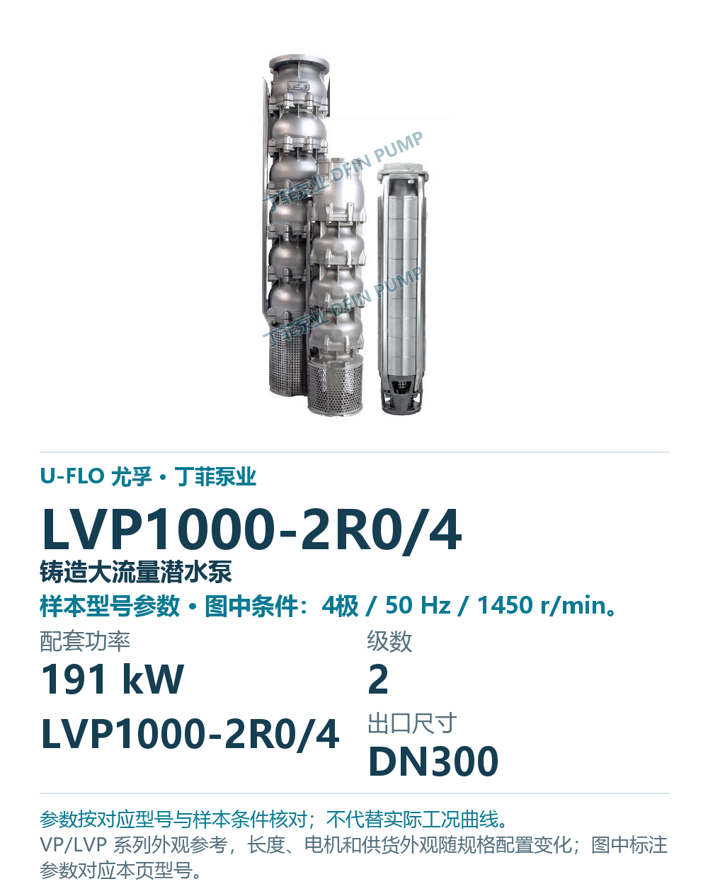 U-FLO 尤孚 LVP1000-2R0/4 铸造大流量潜水泵,图册系列外观参考