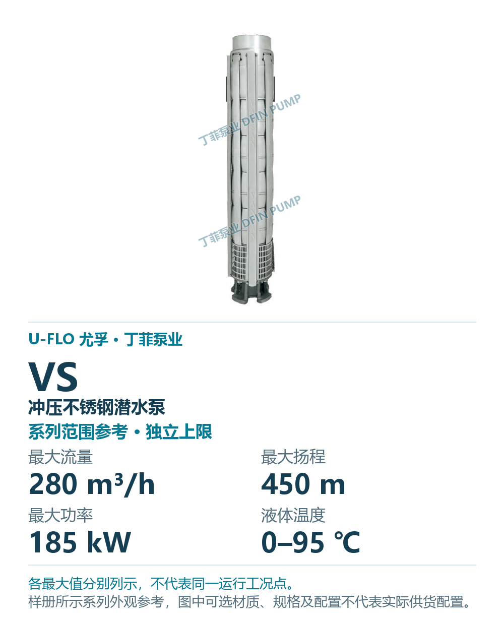 U-FLO VS 冲压不锈钢潜水泵,样本系列外观参考