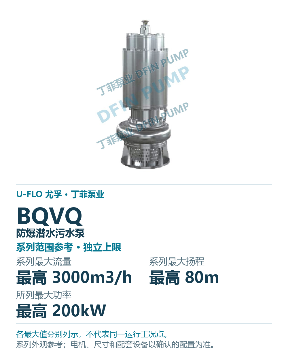 U-FLO BQVQ 防爆潜水污水泵，样本系列外观参考