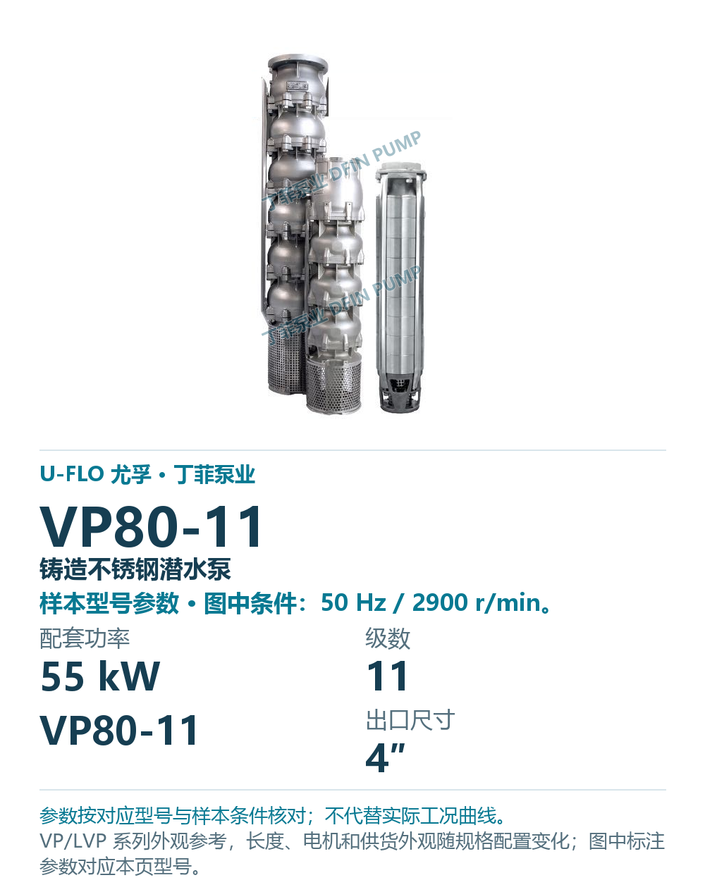 U-FLO 尤孚 VP80-11 铸造不锈钢潜水泵,图册系列外观参考